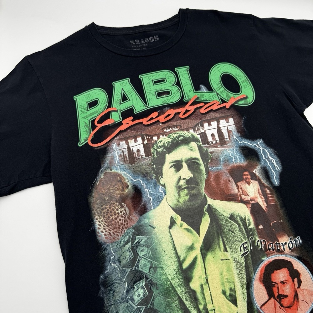 Reason Pablo Escobar El Patron Graphic T-Shirt Mens XL Black AL-201 Narcos